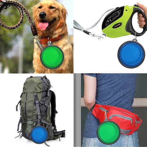 gamelle de voyage pour chien pliable et attachable au sac à dos