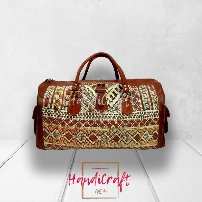 leather kilim travel bag