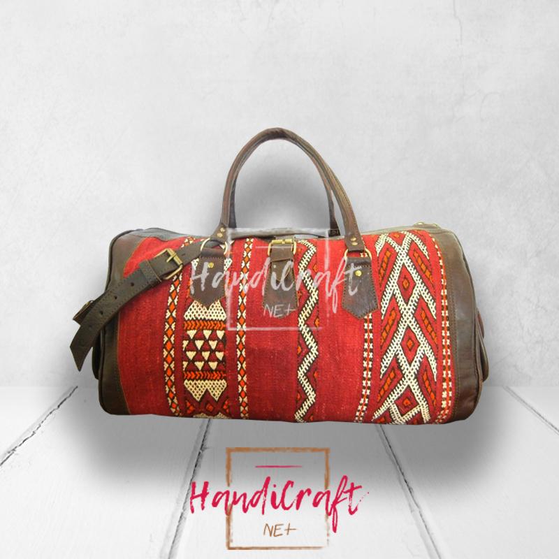 leather kilim travel bag