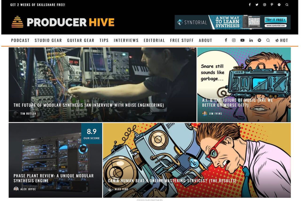 Top 10 music production blogs, producer hive