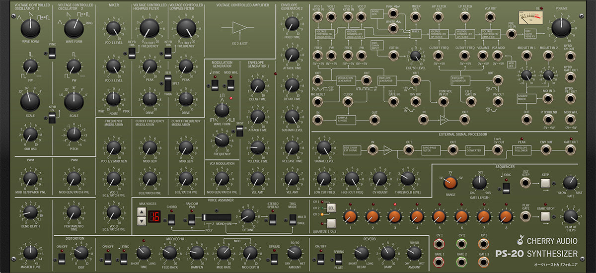 Cherry-audio-ms-20-clone-green-ui-enhanced-modulation-capabilities