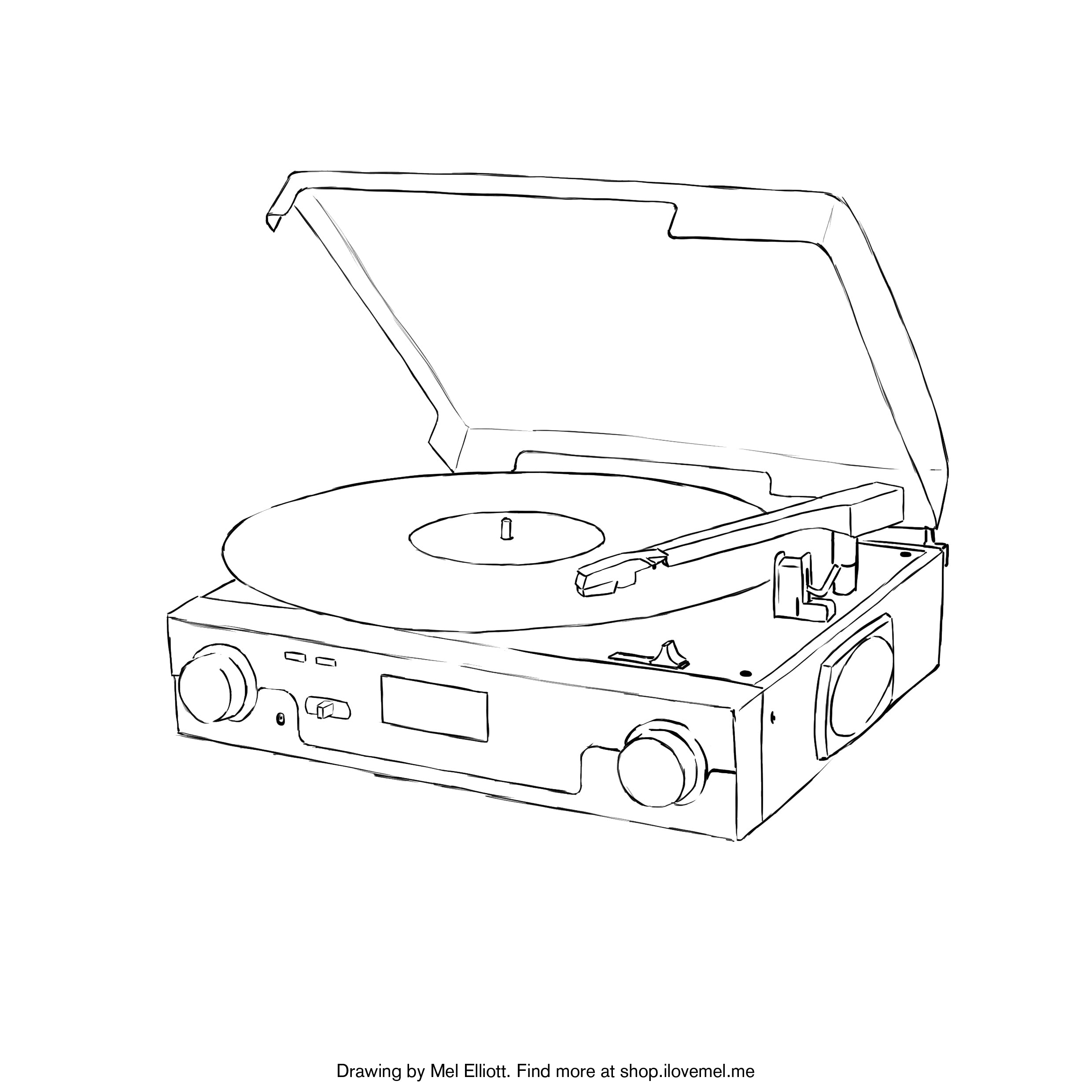 Free printable coloring page - Record Player – I Love Mel