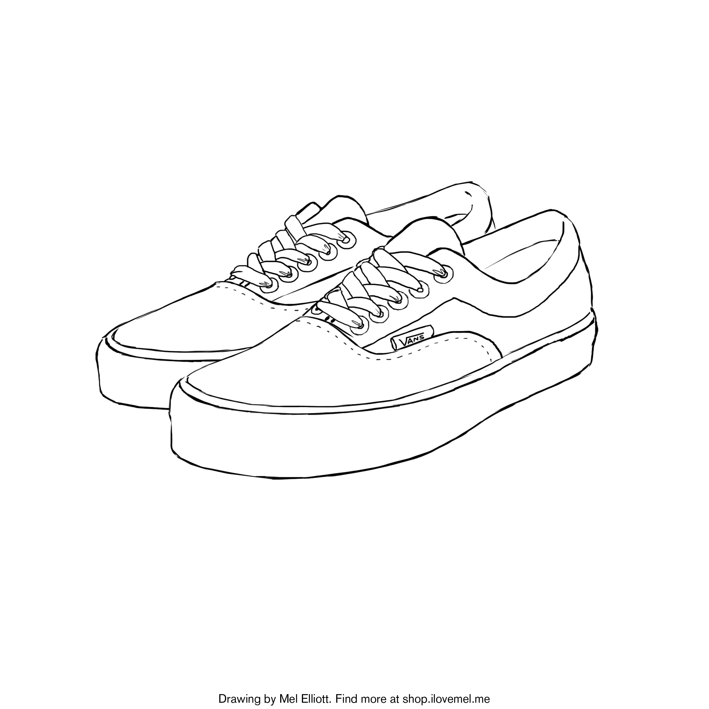 Vans Shoe Drawings Sketch Coloring Page