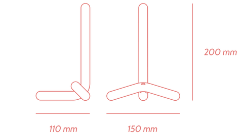 Outline of Cal Bookend showing dimentions