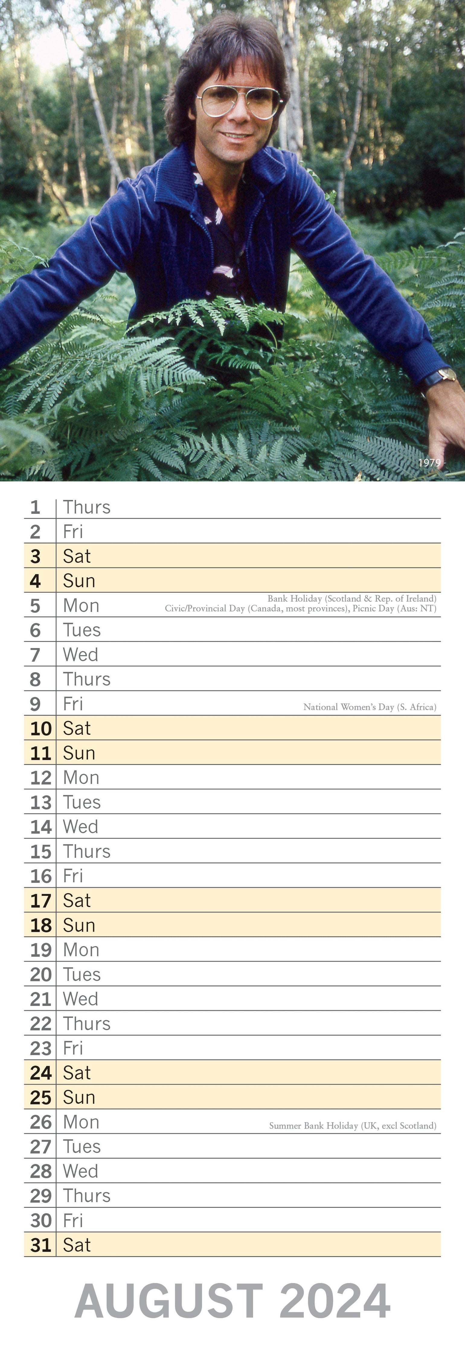 2024 Cliff Richard Slim Wall Calendar Just Calendars