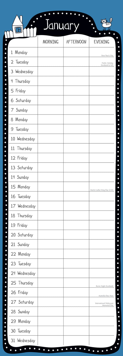 2024 Family Home Organiser - Slim Wall Calendar - Family Planners by