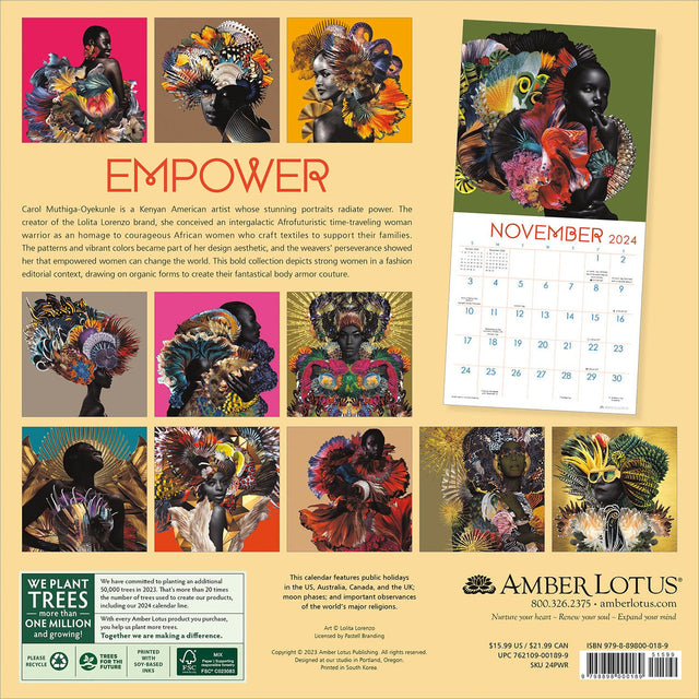 2024 Empower Square Wall Calendar Art Calendars by Amber Lotus