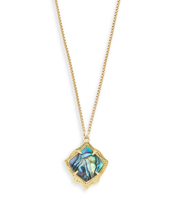 Stamped Dira Gold Pendant Necklace in Abalone | Kendra Scott