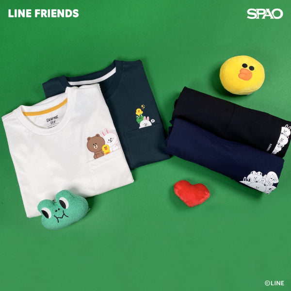 Spao Unisex Short Sleeve Line Friends Pocket Tee Splca25c04 Hunter Spao My