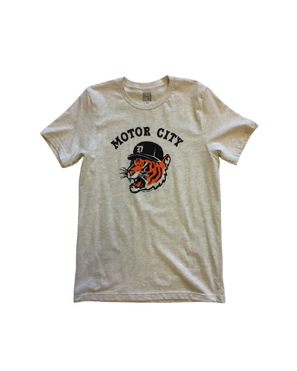 (0090) Detroit Tiger T-Shirt. Tigers Sketch Detroit T-Shirt, Detroit T-shirts LLC Heather Gray / Medium