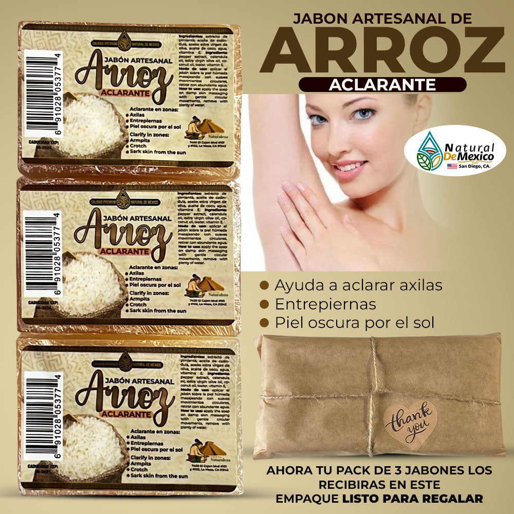 Jabón de Arroz Aclarante 100 g. Pack de 3 | Tierra Naturaleza