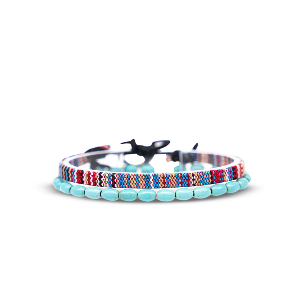 2x Boho Surfer Bracelet - Multi & Turquoise Beads – Made by Nami US