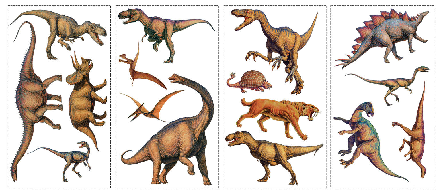 dinosaur wall stickers set of 4 sheets dinosaurs galore