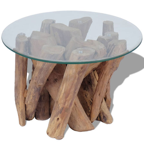 coastal teak driftwood coffee table
