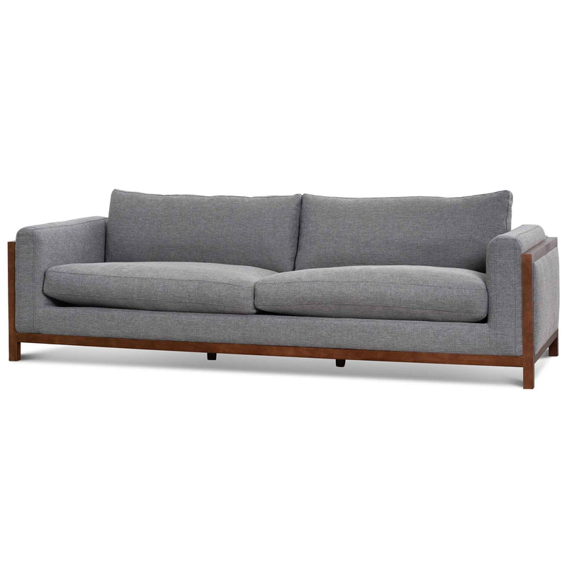 Highpoint 3 Seater Fabric Sofa - Graphite Grey With Walnut Frame Image 1 - uhcf_lc6655-kso