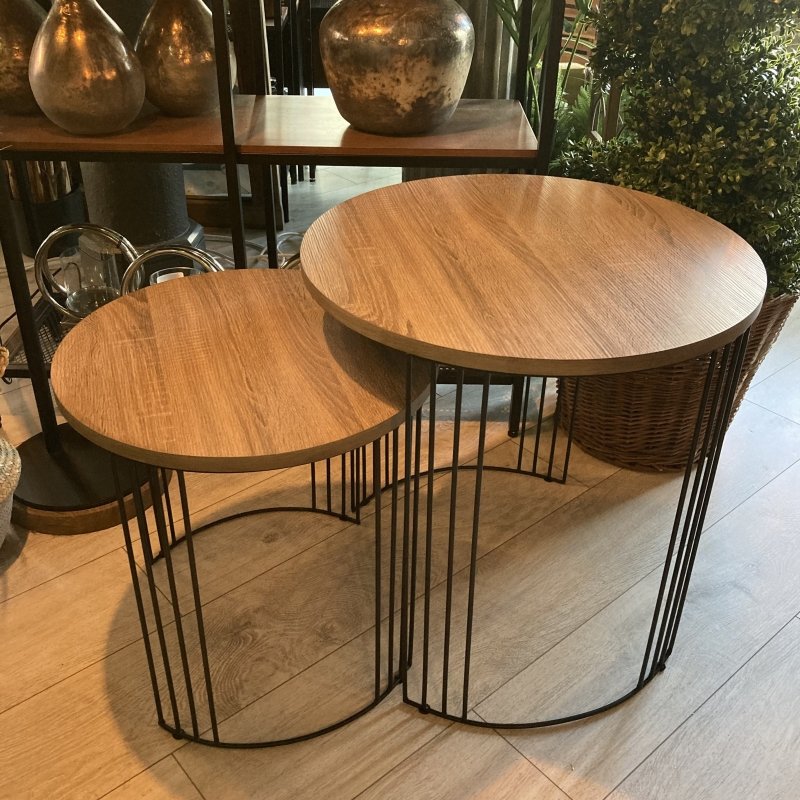 dark wood and metal side table