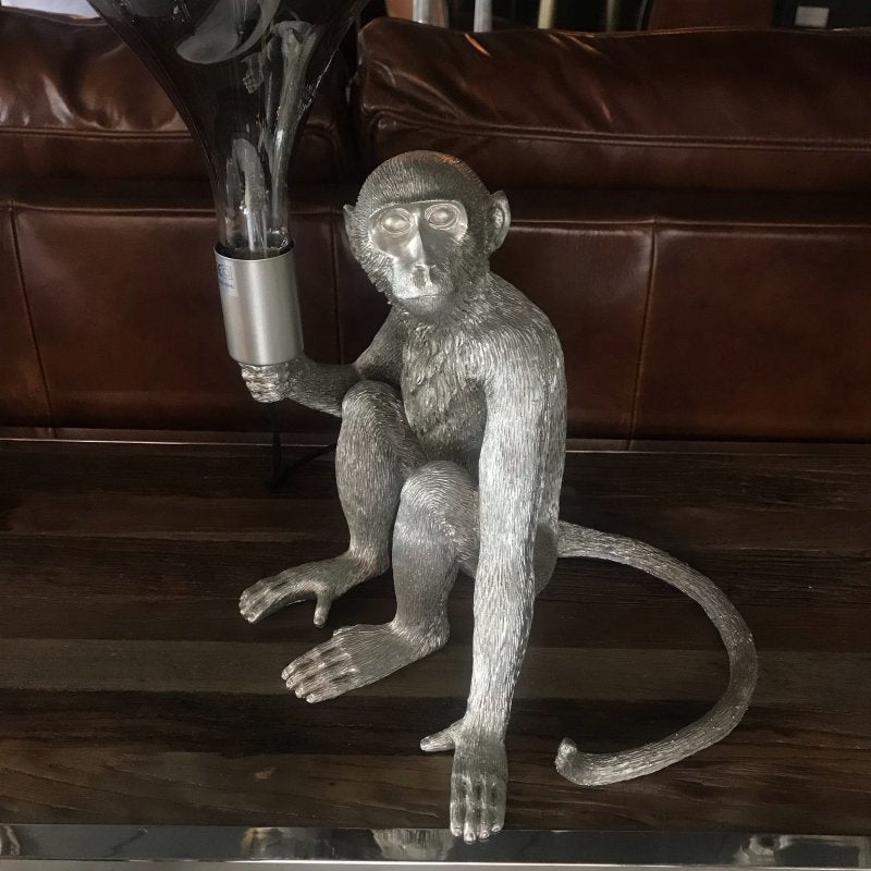 silver monkey lamp