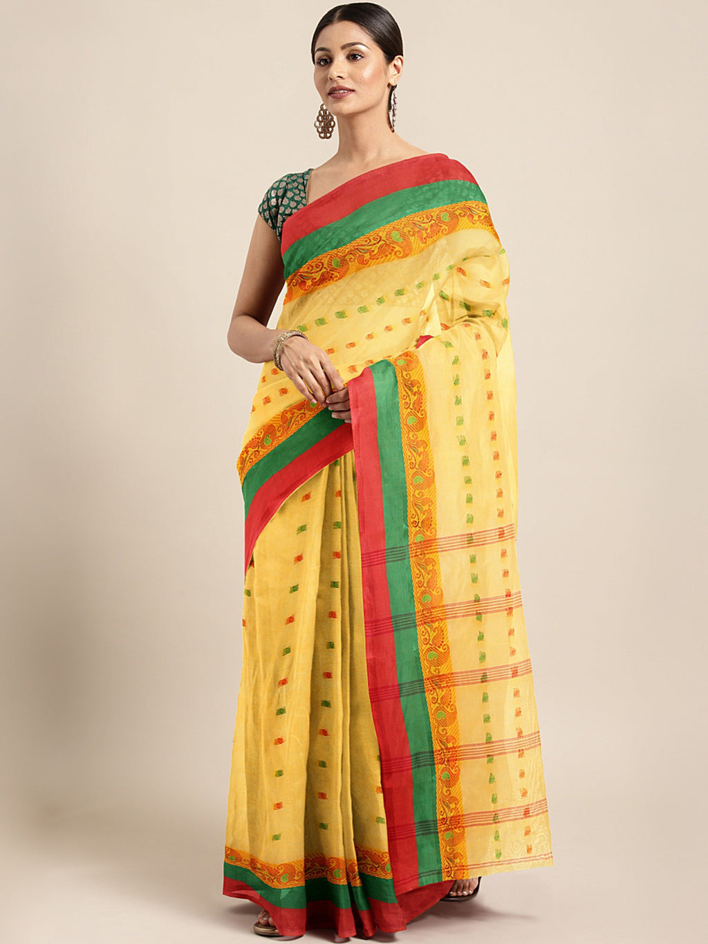 Buy Red Dhakai Jamdani Bengal Tant Cotton Saree Online - SREV2384 | Appelle  Fashion