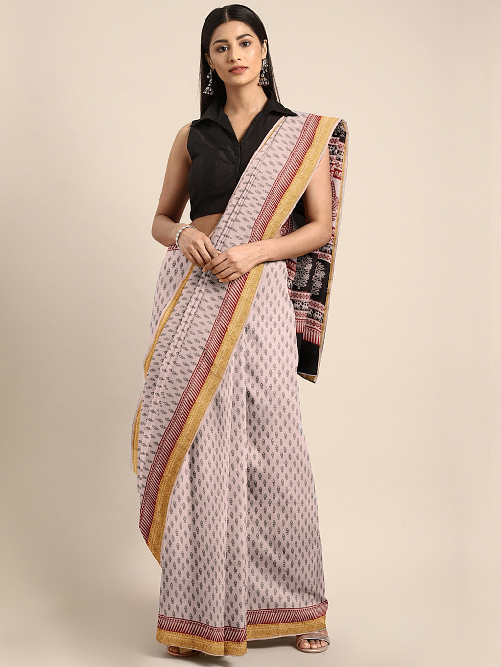 Dark Green Woven Pure Silk Cotton Maheshwari Saree | Taneira Online Store