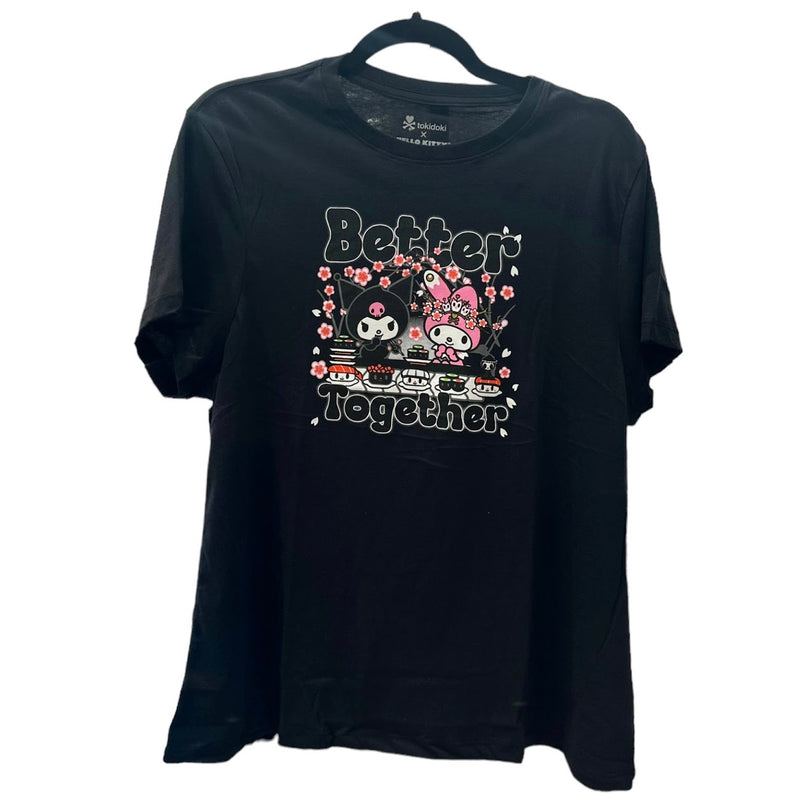 Roblox T-shirt // black kuromi sanrio shirt w/ purple bag straps