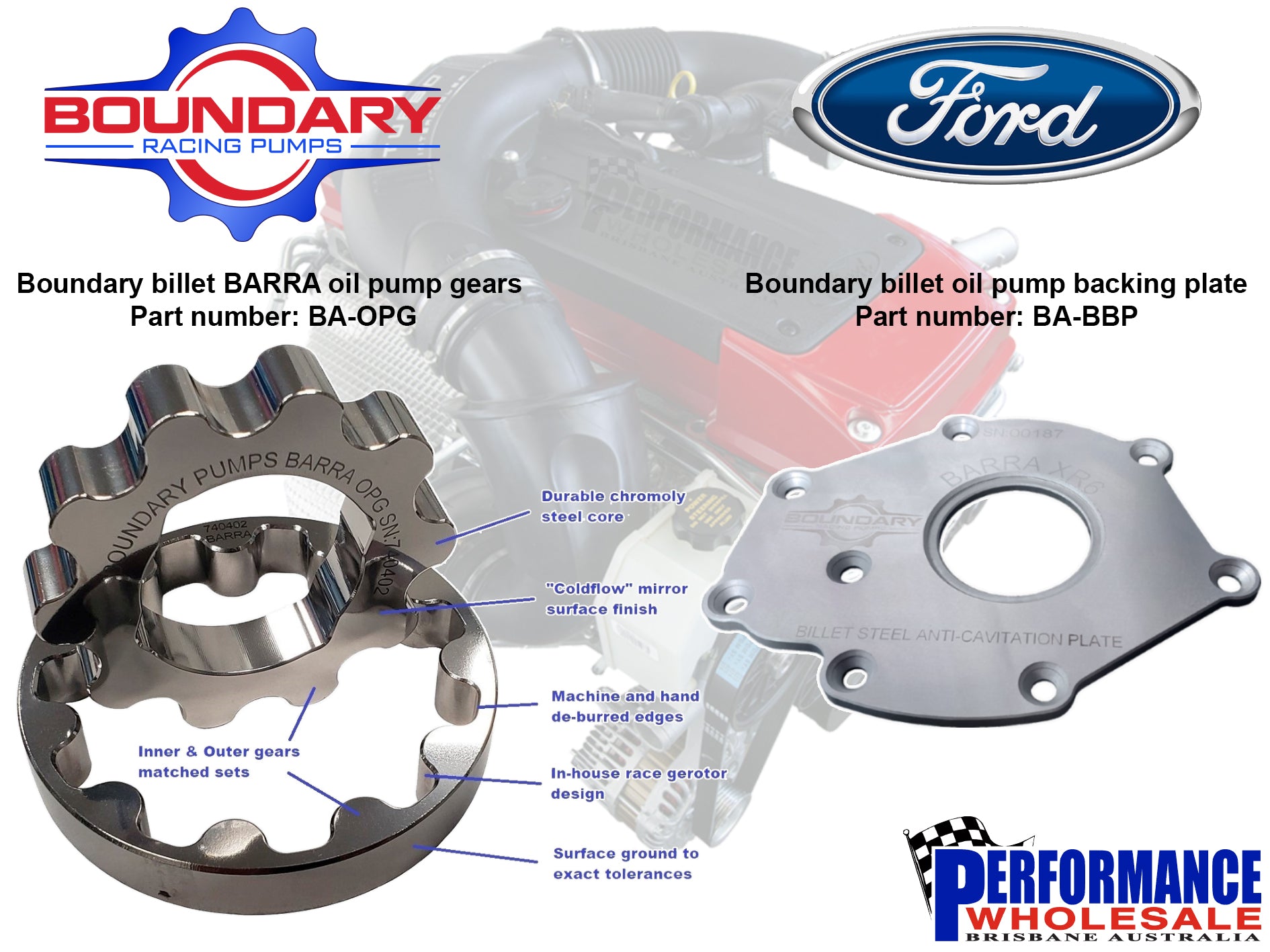Boundary Barra oil pump gears and backing plate