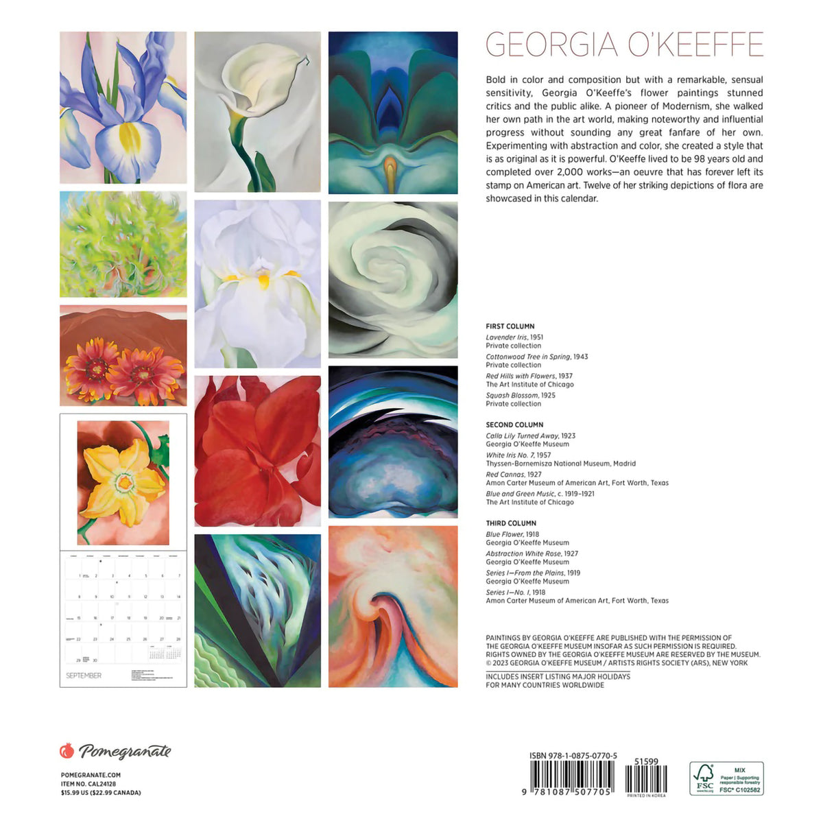 WALL CALENDAR 2024 O'KEEFFE Hull's Art Supply & Framing