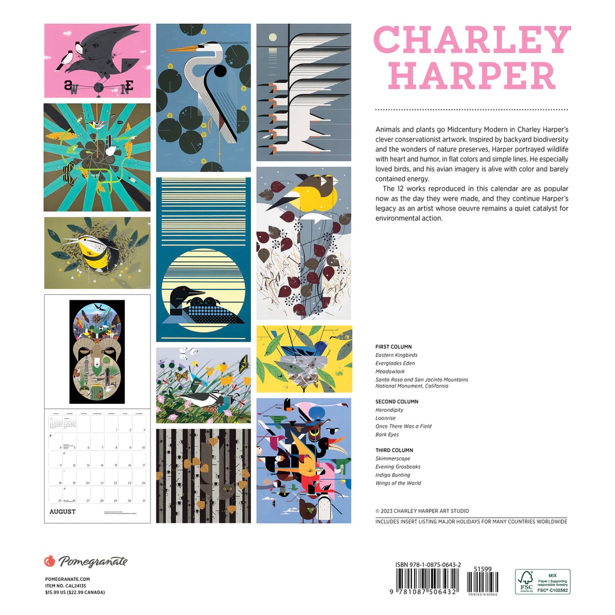 WALL CALENDAR 2024 CHARLEY HARPER Hull's Art Supply & Framing