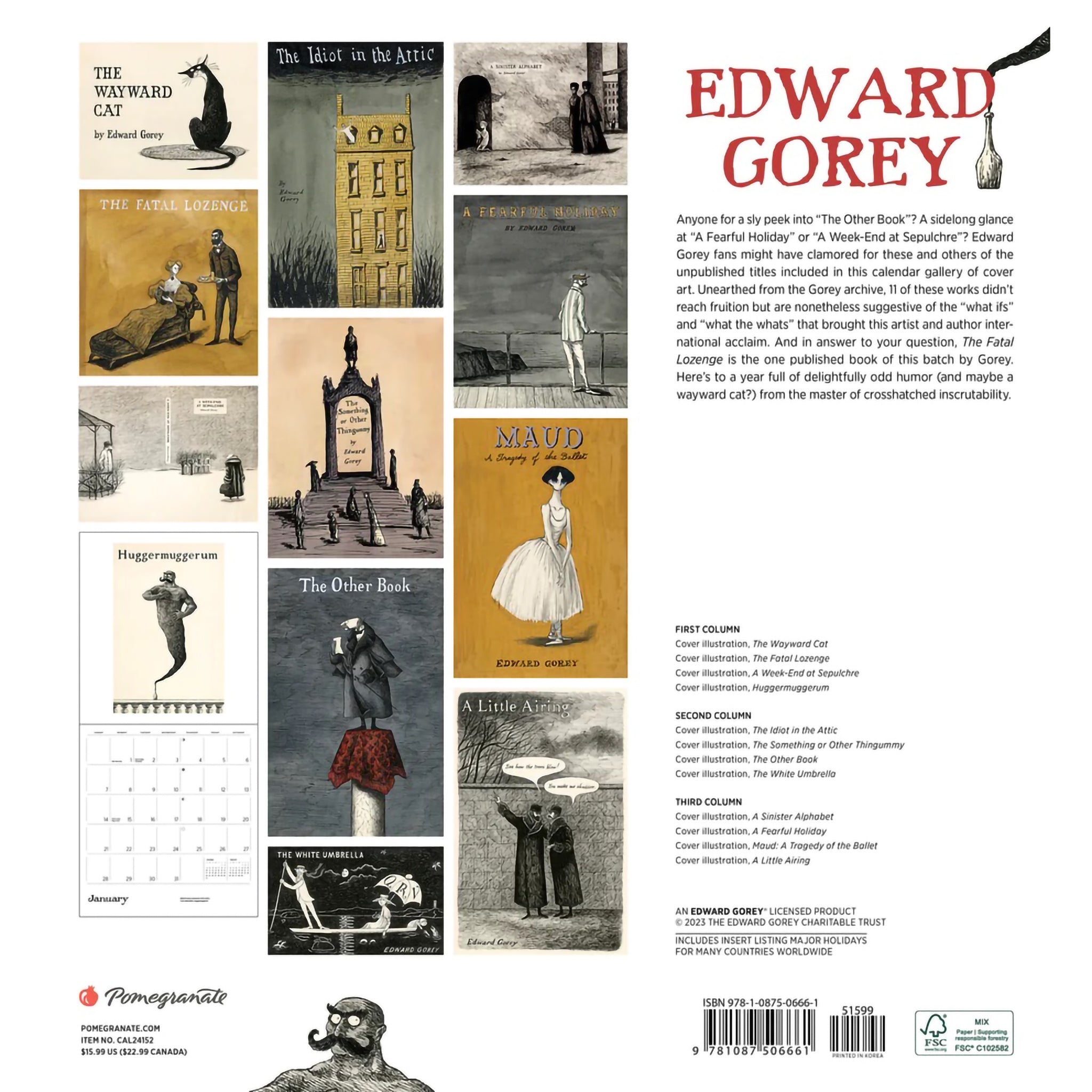 WALL CALENDAR 2024 EDWARD GOREY Hull's Art Supply & Framing