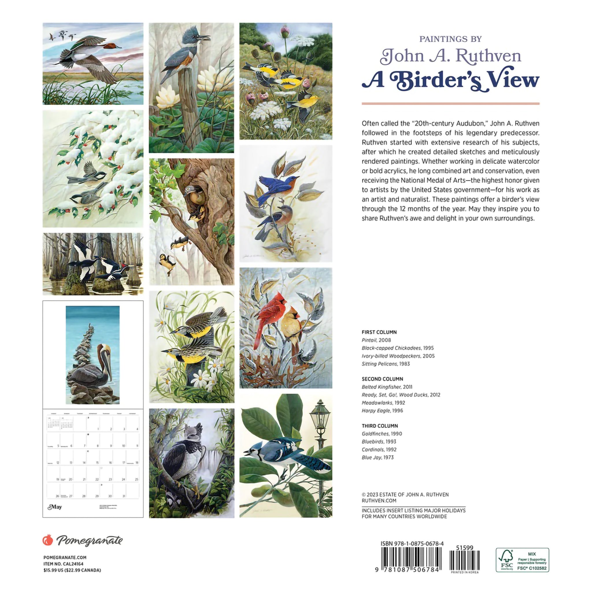 WALL CALENDAR 2024 THE BIRDER'S VIEW Hull's Art Supply & Framing