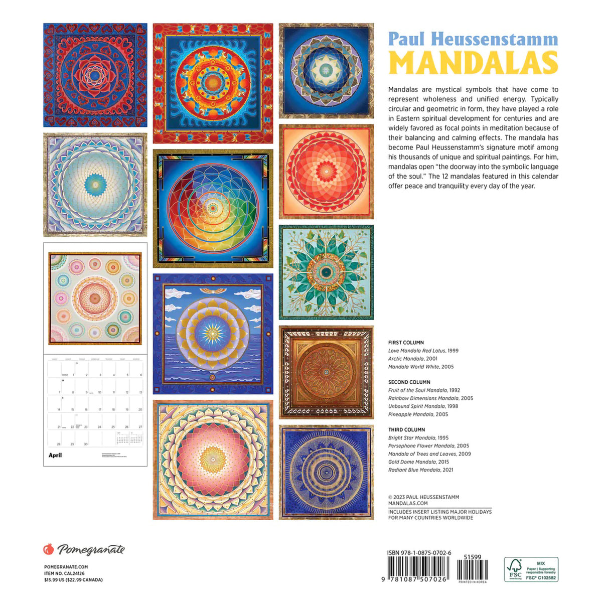 WALL CALENDAR 2024 MANDALAS Hull's Art Supply & Framing