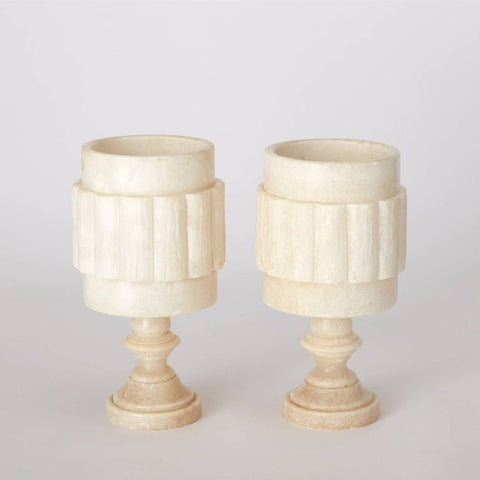 Pair of Vintage Marble Hand Carved Table Lamps