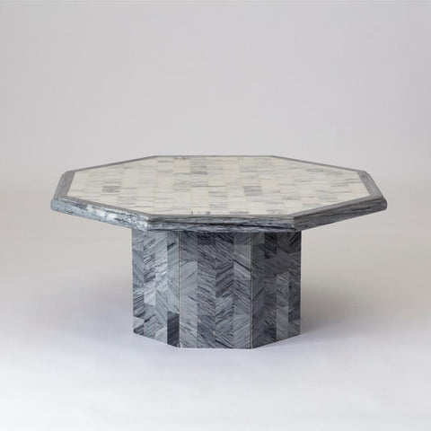 Vintage Grey Italian Marble Hexagonal Coffee Table