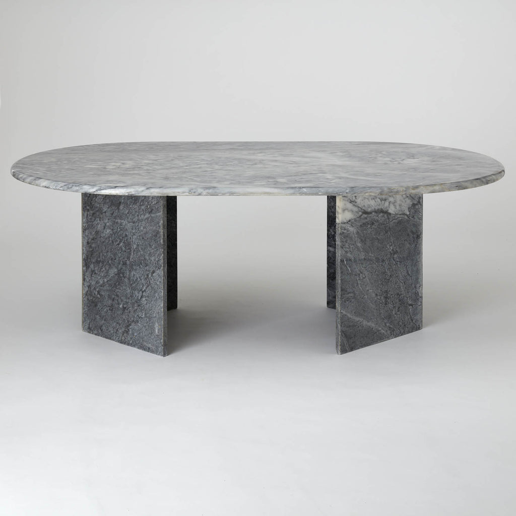 Vintage Grey Oval Marble Coffee Table Au