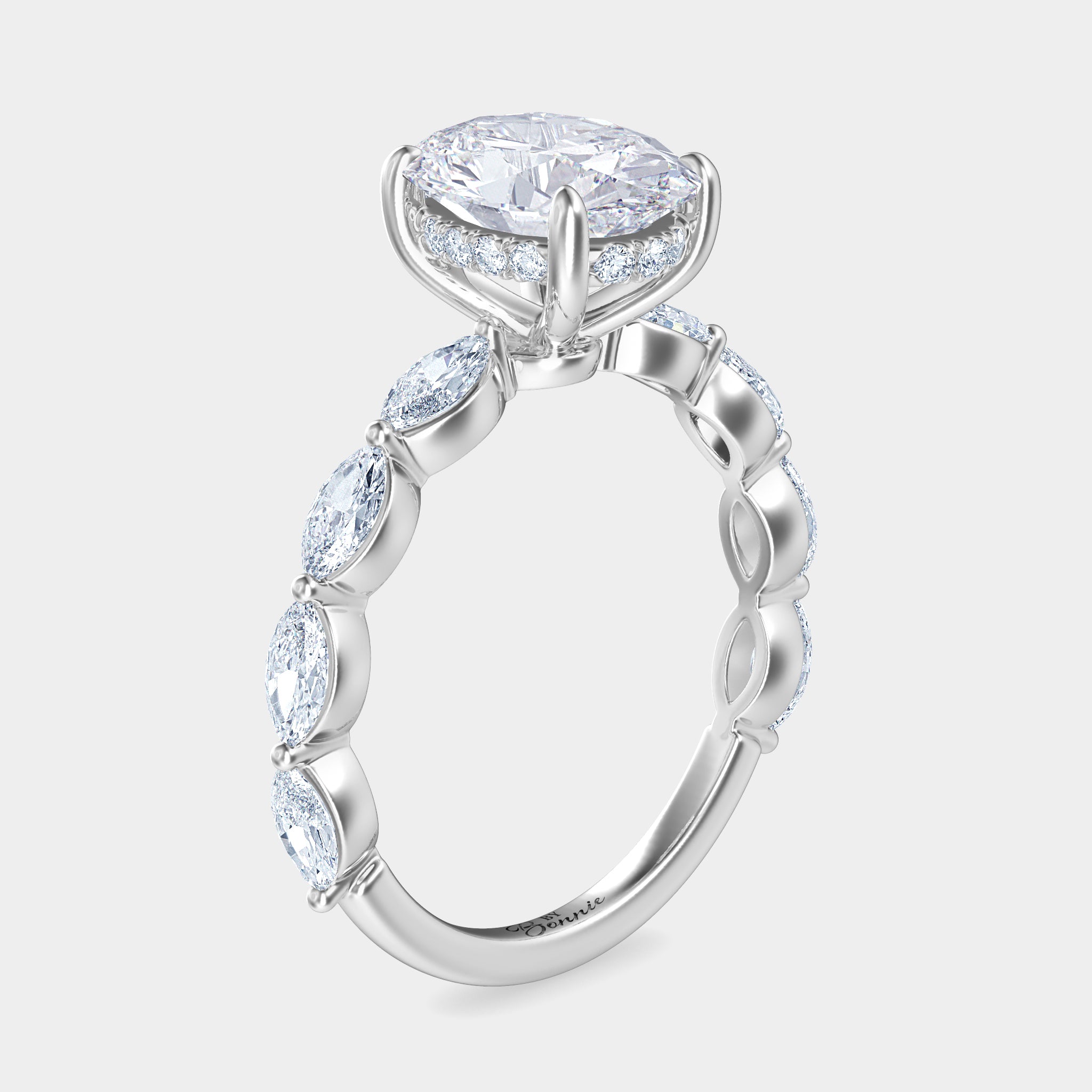 oval diamond with marquise band