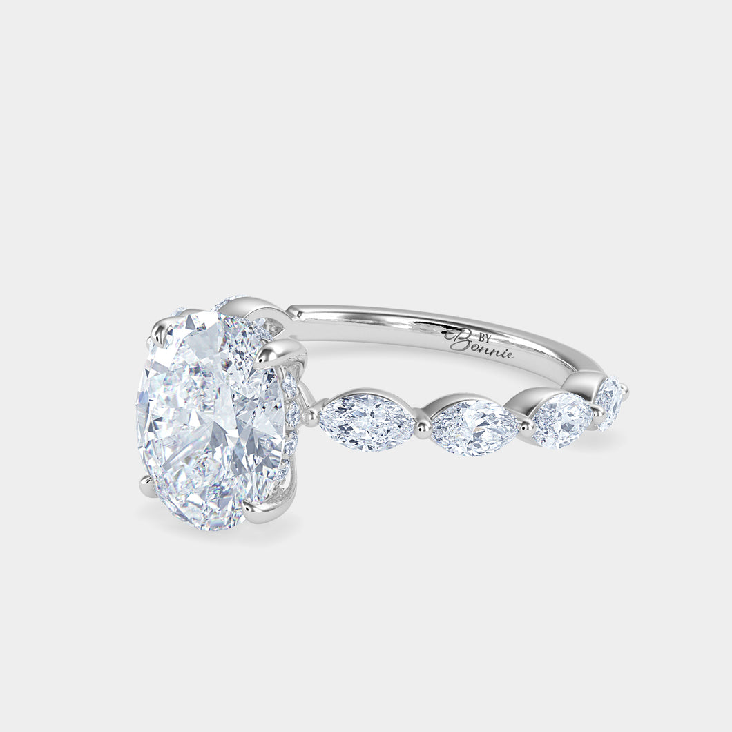 oval diamond ring with marquise band