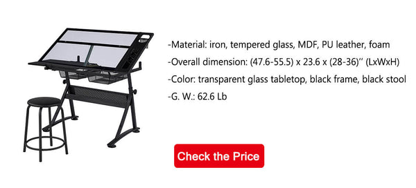 glass top drawing desk