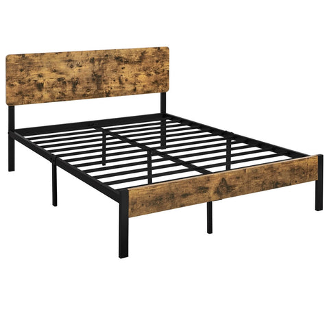 wood and metal bed