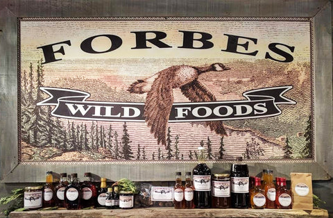 Forbes Wild Foods display shelf table products