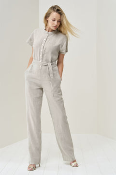 ladies white linen jumpsuit