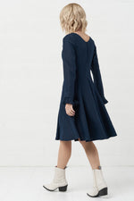 Load image into Gallery viewer, Image 5 of Linen dress dark heather Justina in Navy blue from Baltic Linen
