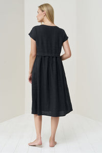 Image 5 of Printed linen dress in Black print from Baltic Linen