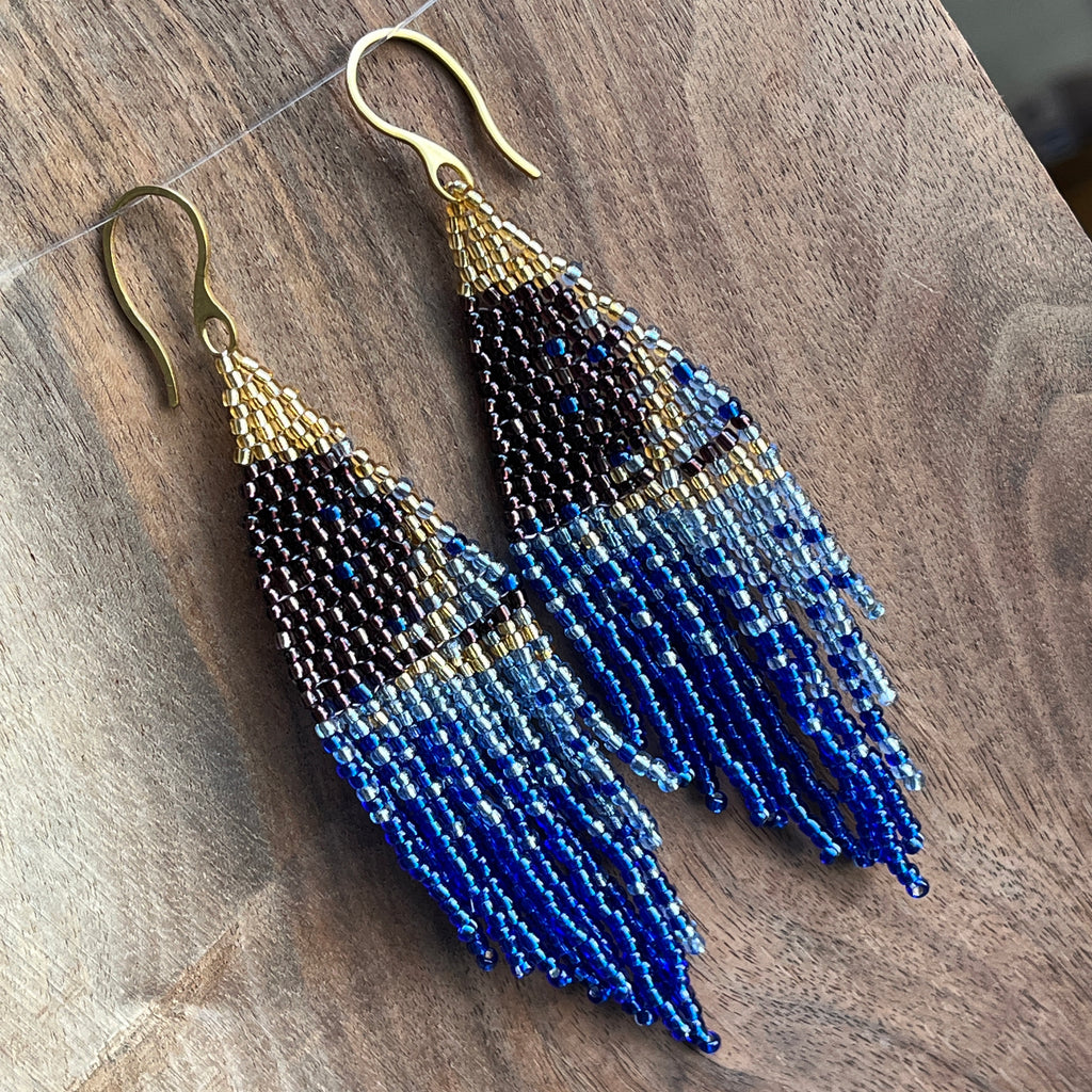 Beaded Fringe Earrings | Forest, Silver & Spinel Crystals – LJ