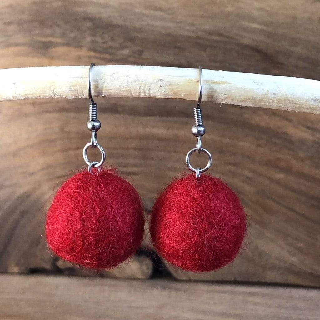 LJ Turtle Aromatherapy Felted Earrings | Red