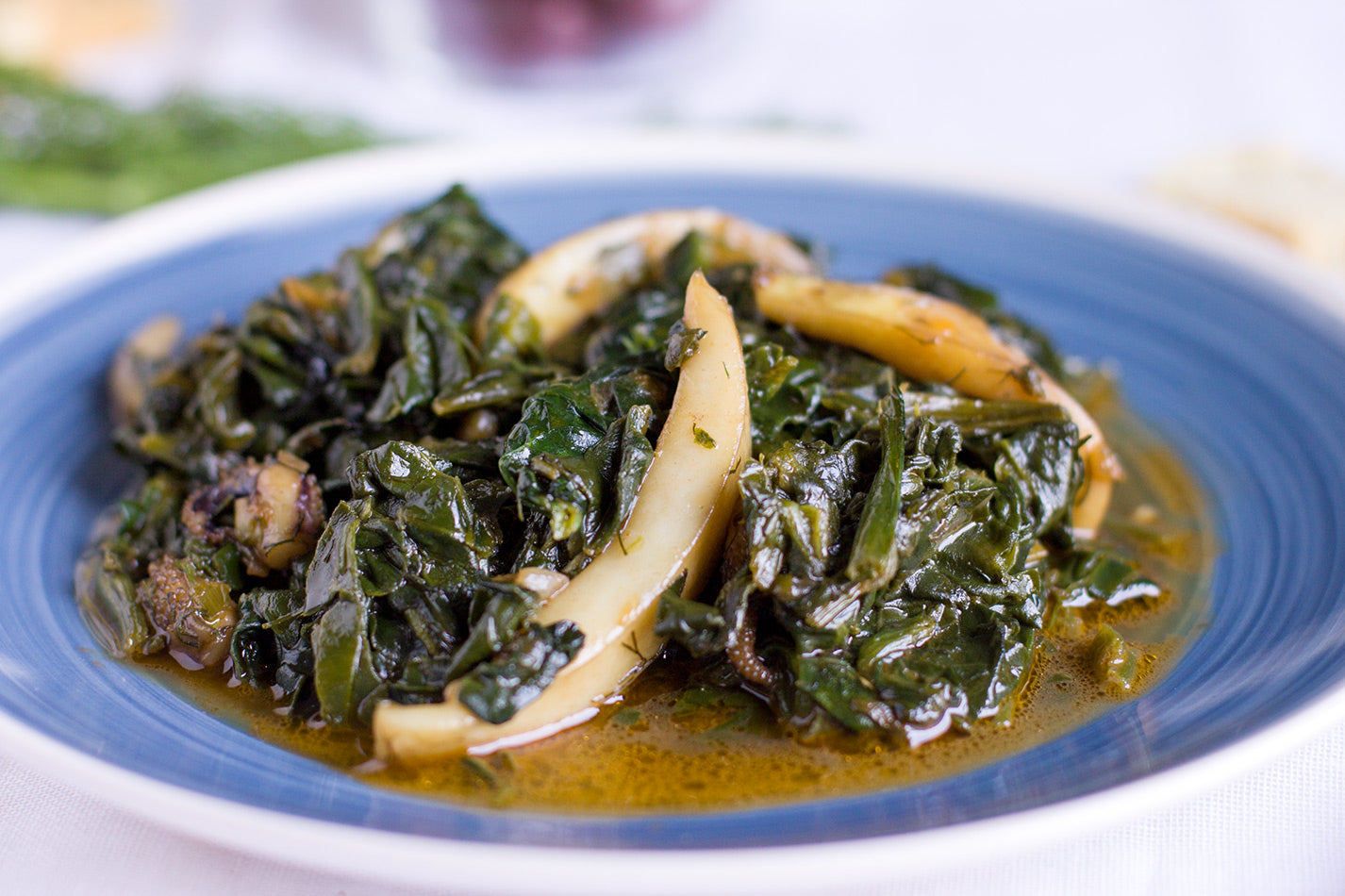 Cuttlefish with spinach in Paros