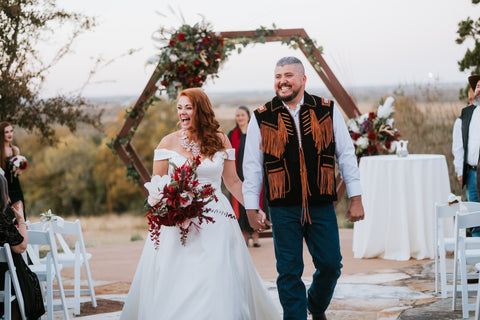 Lee and Marla on their wedding day, smiling, immediately following their vows.