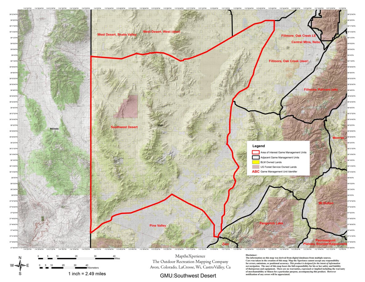 Utah DWR Southwest Desert Hunt Utah Map by Map the Xperience Avenza