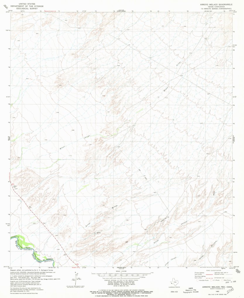 Arroyo Melado Tx 1980 24000 Scale Map By United States Geological Survey Avenza Maps 0175