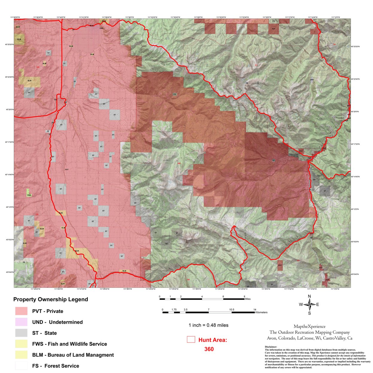 Montana Hunt District 360 Hunt Montana map by Map the Xperience