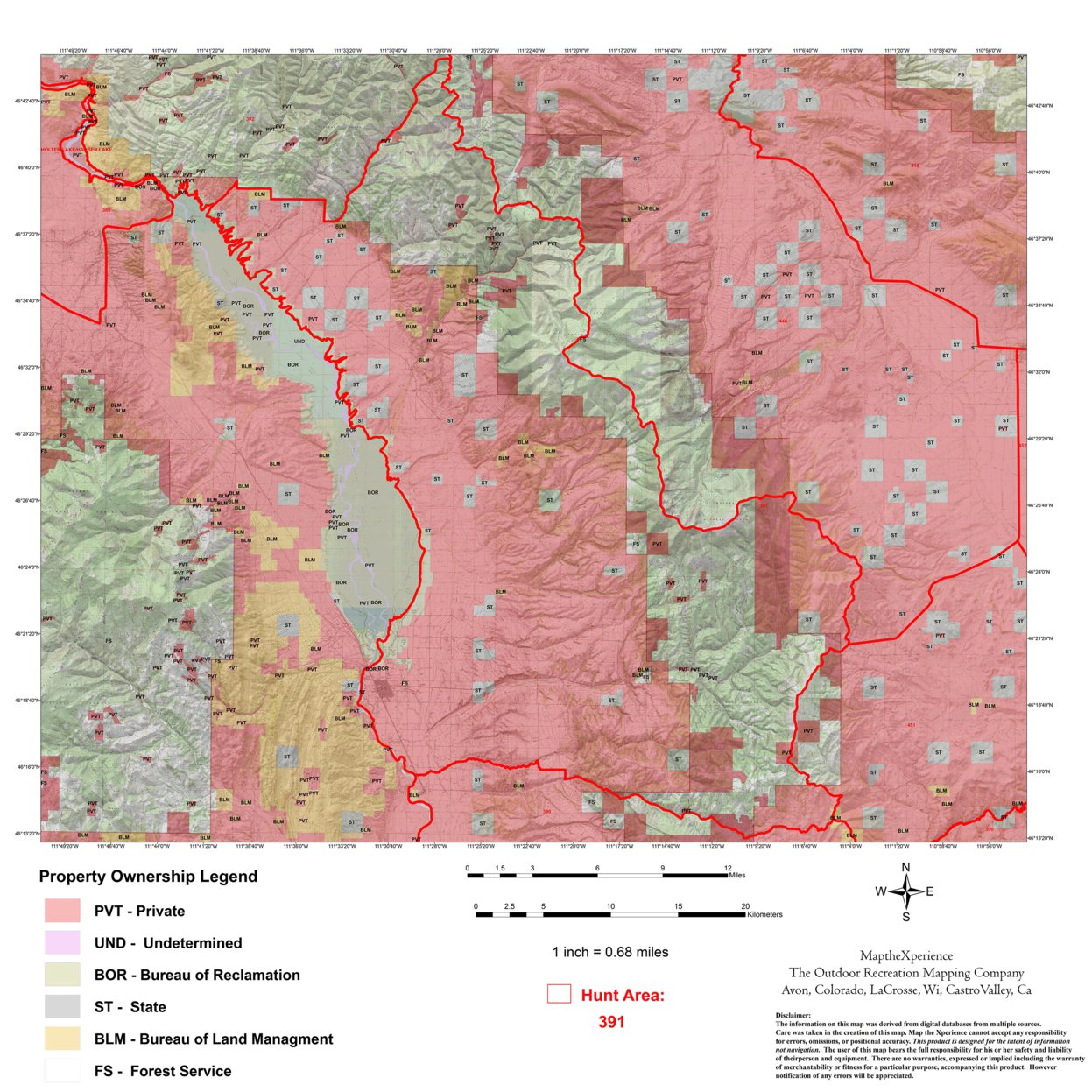 Montana Hunt District 391 Hunt Montana map by Map the Xperience