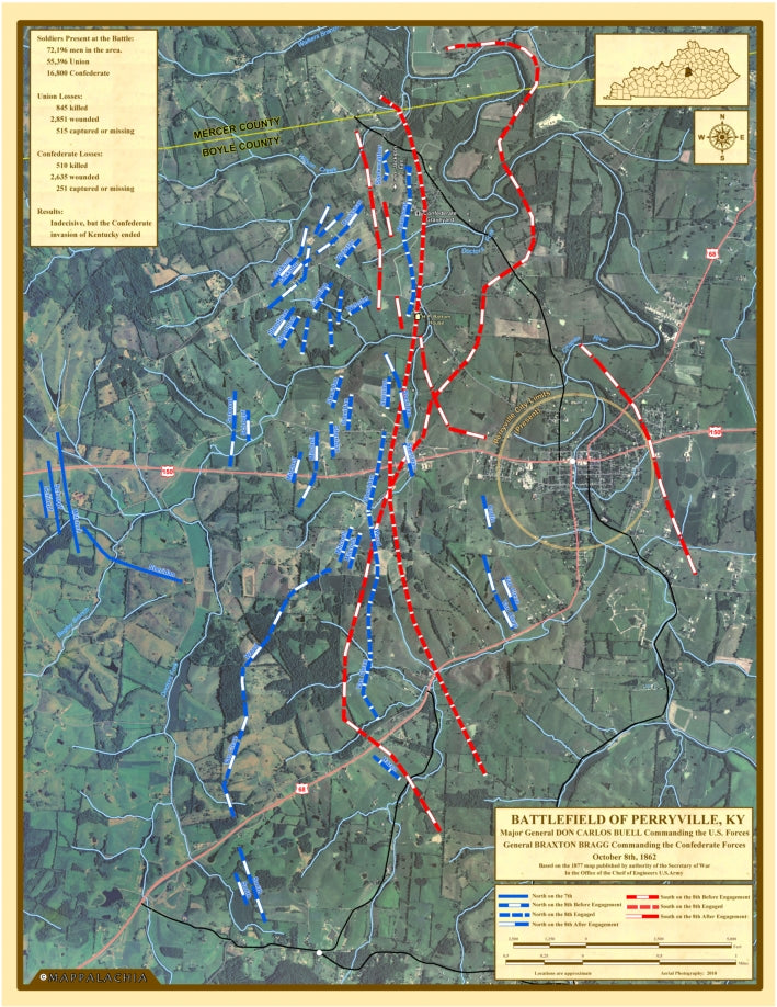 Civil War Battle Of Perryville Kentucky 1862 Map By Mappalachia Avenza Maps
